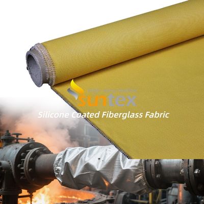 Silicone Coated Fiberglass Fabric with 50 m / 100 m Roll Length Alkali Free Water Repellent Fireproof Cloth