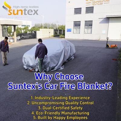 EV Car Fire Blanket with 550℃/1000℃ Thermal Resistance for Oxygen Deprivation and Easy Two-Person Deployment