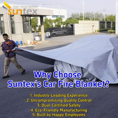 EV Car Fire Blanket with 550℃/1000℃ Thermal Resistance for Oxygen Deprivation and Easy Two-Person Deployment