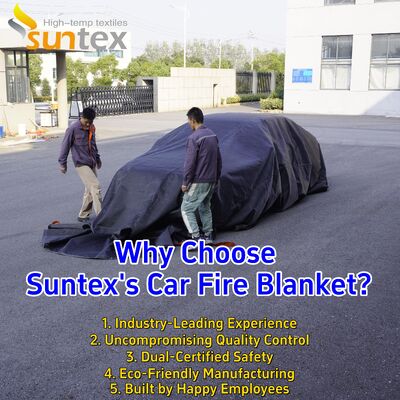 Suntex EV Car Fire Blanket with 550℃/1000℃ Thermal Resistance for Oxygen Deprivation and Portable Lithium-ion Battery Fire Control