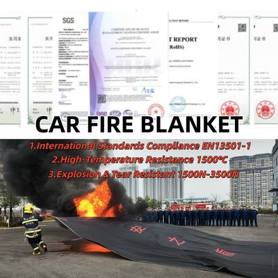 Graue Branddecke für Elektrofahrzeuge mit Sauerstoffentzug für den Brandschutz mit Lithium-Ionen-Batterie