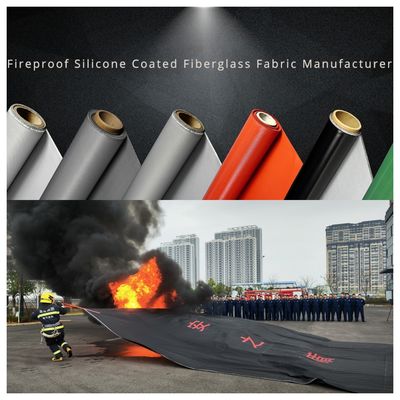 Feuerbeständiges Silicone-beschichtetes Glasfasergewebe mit Temperaturbeständigkeit von -50°C bis 500°C, 400 g/m2 Gewicht und 0,3 mm Dicke
