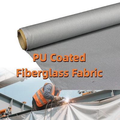 Silica Coated Heavy Duty PU Coated Fiberglass Fabric 460 g/sqm 0.41 mm for Welding Protection
