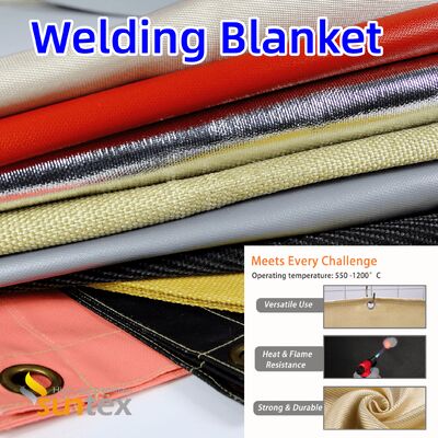 SUNTEX Hochleistungs-Schweißdecke aus glasfaserverstärktem Gewebe, hitzebeständig bis 550 °C, mit Acrylbeschichtung und anpassbaren Größen
