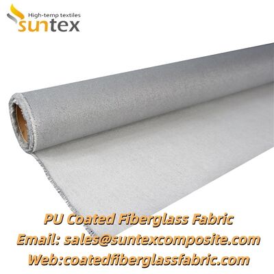 Heat Resistant Fireproof PU Coated Fiberglass Fabric with 550℃ Temperature Resistance and Silver Grey Color