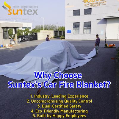 EV Car Fire Blanket with 550℃/1000℃ Thermal Resistance for Oxygen Deprivation and Easy Two-Person Deployment