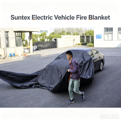EV Car Fire Blanket Gray 550℃ Thermal Resistance  Grey Electric Vehicle Fire Blanket, Heat Resistant Fiberglass